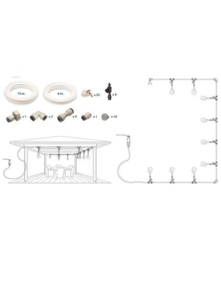 Nebulização doméstica Kit de Kit Drip&Fresh bocais δ 16 m δ 10