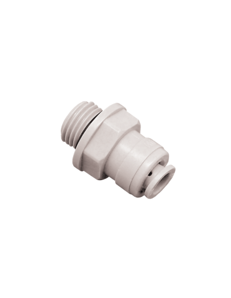 Conexión Rápida para Tubería de Nebulización -Unión Automática Rosca Macho 1/4” x Rosca Macho 1/4” | Drip&Fresh